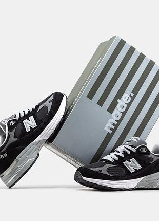 Стильные кроссовки new balance 993 black white gray
