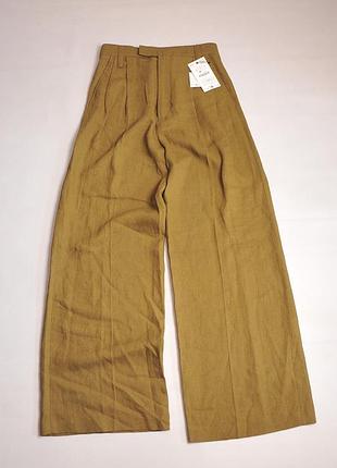 Женские льняные брюки палаццо из льна вискозы zara linen blend trousers pants - s