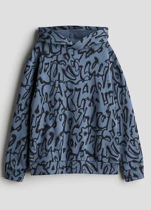 Худі з візерунком синій h&m, 134-140