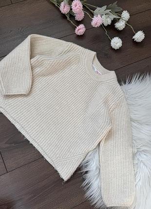Молочна бежева біла вʼязана кофта светр zara зара для дівчинки 4 роки 5 років 110 см 104 см на осінь зиму