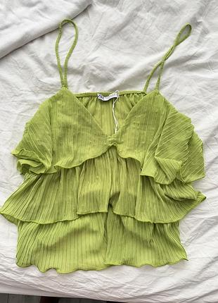 Лаймова майка zara шифонова, легка
