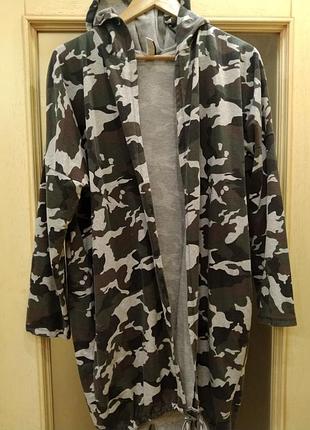 New collection (xl). длинный худи свободного кроя, камуфляж