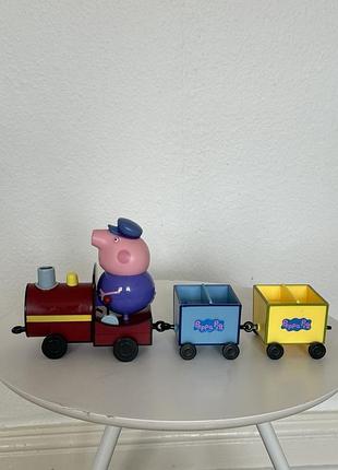 Паровоз (потяг) свинка пеппа поезд дедушки pappa pig, поезд с прицепом