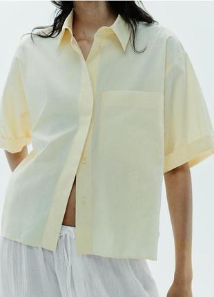 Сорочка вільна zara, лимонна, бавовняна