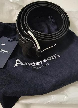 Роскошный новый с бирками мужской ремень anderson’s made in italy из натуральной кожи — новый с бирками!