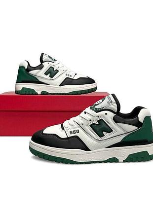 Кросівки new balance 550 «black & white & green»