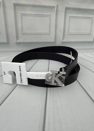 Женский кожаный ремешок calvin klein черный с серебряной пряжкой