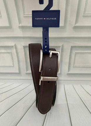 Чоловічий шкіряний двосторонній ремінь tommy hilfiger чорний/коричневий