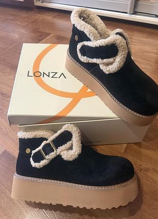 Уггі угі ugg зимові кеди  натуральні на платформі автоледи замш та хутро вовна чорні lonza shoes allsy 39 (25 см ) нові в коробці