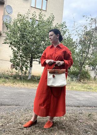 Довга коралова бавовняна сорочка plus size