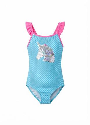 Яркий детский слитный купальник primark с пайетками-единорогом (10-11 лет, 146 см) 🦄🩱