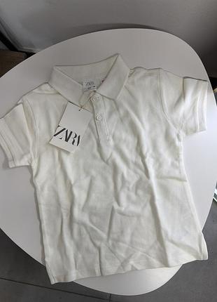 Футболка дитяча поло zara, біла розміри: 98/ 104/ 110