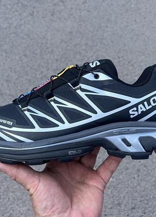 Кросівки чоловічі трейлові salomon xt-6 black silver gore-tex.