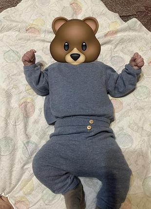 Костюмчик для хлопчика zara 3-6 місяців, 68 розмір, колір світло синій