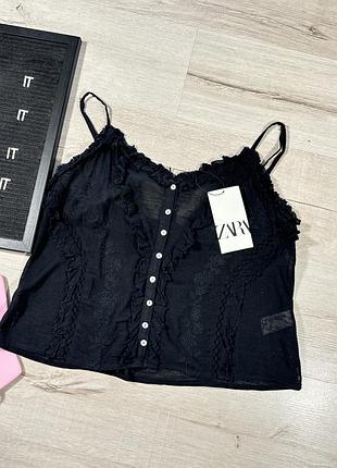 Натуральна майка, топ з вишивкою zara