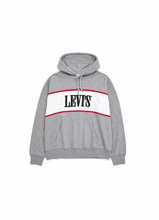 Чоловіче худі levi’s сіре з логотипом — розмір m