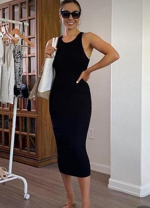 Черное облегающее хлопковое трикотажное платье zara 
✨✨✨✨✨✨✨✨✨