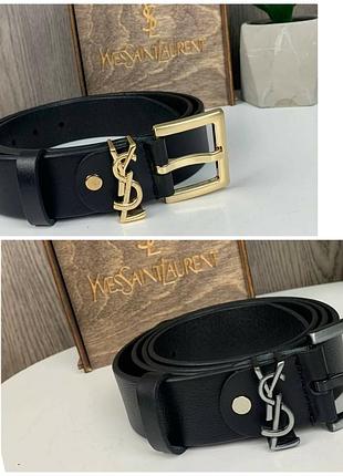 Шкіряний жіночий тонкий поясний ремінь ysl з натуральної шкіри.