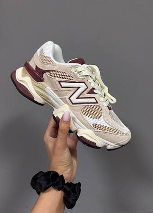 Кроссовки new balance 9060 linen burgundy
