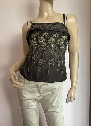 Шовковий вишитий топ/ xl- xxl/ brend kaliko