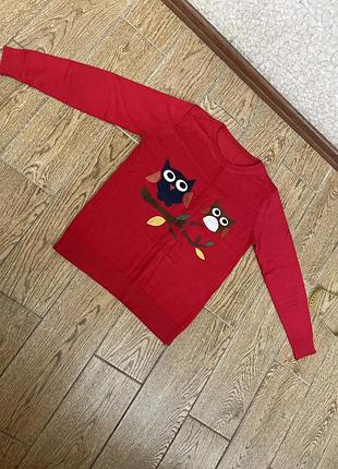 Червоний светр у з совами рм