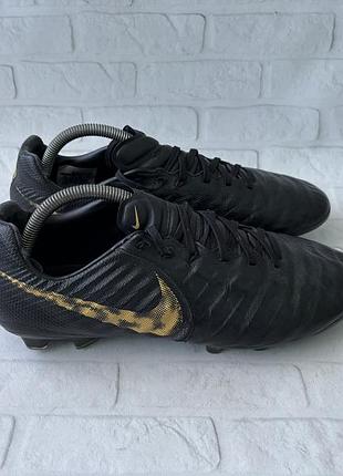 Кожаные копочки найт темпо nike timempo legend 7 pro fg leather size 44 размер профессиональные черные бутсы копы профи оригинал