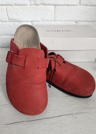 Кожаные сабо клоги birkenstock boston red (красные) original