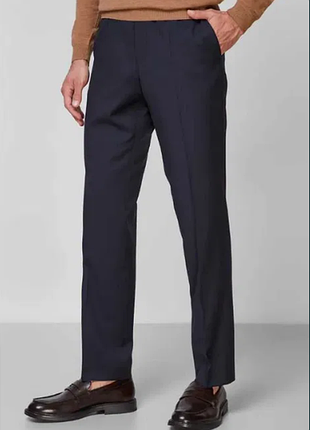 Класичні чоловічі штани hugo boss, темно-сині, розмір 54 (2xl), високоякісна шерсть