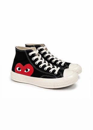 Converse x comme des garçons play chuck 70 high top чорні кеди, 36 р.