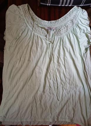 Нежная мятная блуза peacocks с кружевом и завязками, размер 16 (xl)
