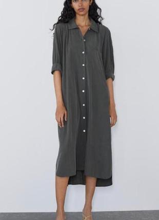 Zara сукня сорочка з ліоцеллу р. l