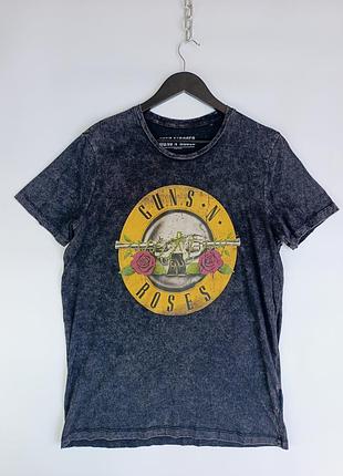 Официальная футболка guns n' roses (bravado universal music), эффект acid wash,размер l m)/rock band t-shirt мерч/рок/с принтом в пистолеты/официальны