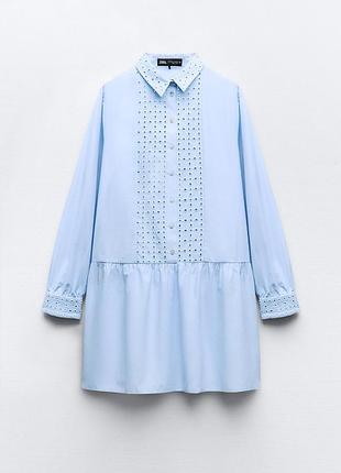 Мини платье zara с ажурной вышивкой