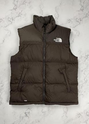 Коричневая пуховая жилетка the north face мужская
