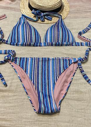 Calzedonia неймовірний роздільний блискучий купальник на зав‘язки