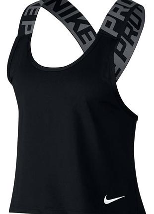 Женская спортивная лёгкая майка nike original. чёрная кроп короткая свободная найк, топ для зала. чорна майка nike pro з широкими резинками