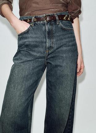 Джинсы прямые с поясом от zara, 46р, маломерят