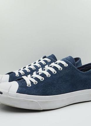Сині замшеві кеди converse jack purcell із стильним пробковим внутрішнім покриттям.