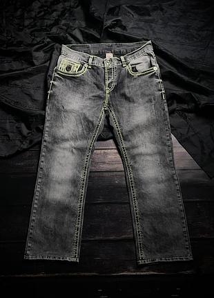 Rare true religion distressed straight seat washed black/grey jeans
