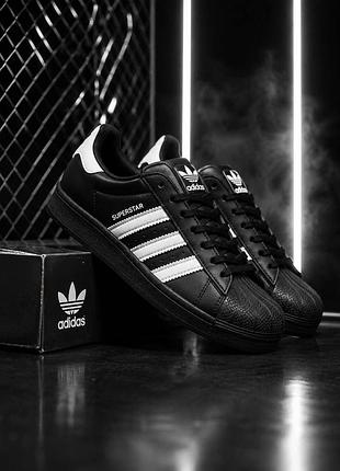 Жіночі шкіряні кросівки adidas superstar для школи 35–41 женские кроссовки адидас суперсатр чорные модные стильные кеди новинка 2026