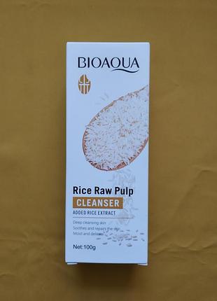 Увлажняющая пенка для умывания с экстрактом риса bioaqua rice raw pulp cleanser (100g)