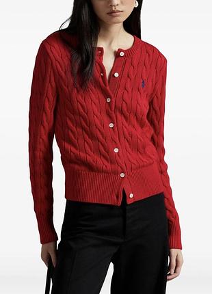 Котоновий червоний кардиган в коси polo ralph lauren