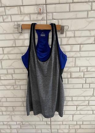 Жіноча спортивна майка nike dri-fit, сіра з синім топом, m