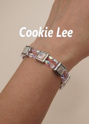Браслет стрейч дворядний cookie lee перламутр ав