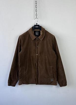 Куртка бомбер харік вельветова volcom corduroy coach jacket large brown quilted padded snap button mens coat