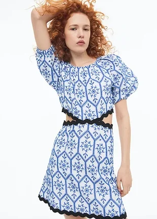 Платье вышитое xs h&amp;m