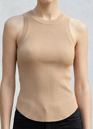 Zara, базовый трикотажный топ, майка в рубчик.