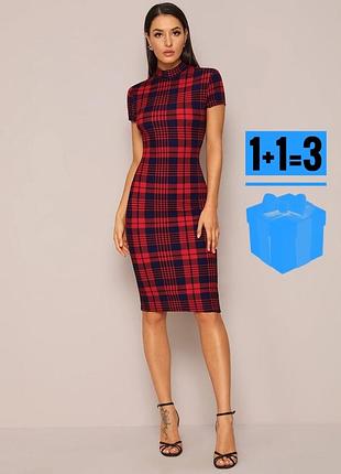 🥰 обтисла міді сукня в клітинку shein m