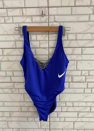 Nike sneakerkini u-back nessc254-001 синій суцільний купальник size m