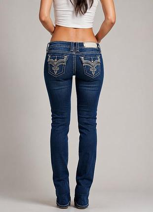 Джинси жіночі rock revival darcy s10 low rise embellished fleur de lis denim jeans size 26